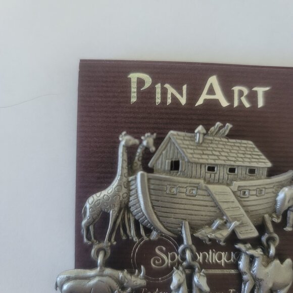 JJ Jonette Pewter Noah's Ark Brooch Lapel Pin Ark with Hanging Animals N… - Picture 2 of 11